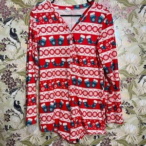 SHEIN Festive Red and White Pajama Set